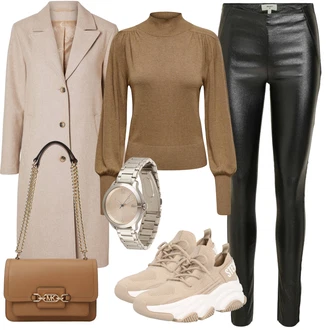 outfit mit Bež/Siva/Srebrna/Zlati Verižna ura/Pametna ura/Orodje za uro/Zapestna ura Lacoste "Pomladanski Outfit"