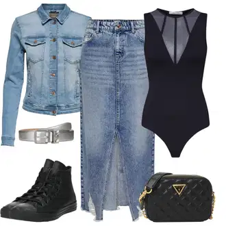 Outfiti za skunje S oblinama sa Svjetloplava/Plava Kaput/Bluza Veći Broj Only, Tamnozelena/Kaki Kaput/Hlača Velika Veličina About You "Proljetni outfit"