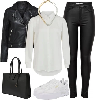 Outfits for chubby mit Črna Hlače iz Imitacije Usnja/Pajkice Usnjena pajkica/Leginge v Videzu Usnja/Usnjena Hlača/Skinny Hlače/Lack Pajkica JdY "Poslovna obleka"