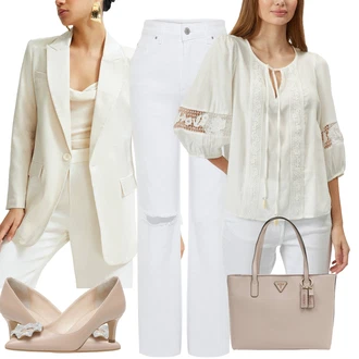 outfit mit Bluza z Vezenino Broderie/Vrh Bluze/Boho bluza/Igrača za otroke/Vezena bluza/Lanena Bluza/Bluza iz Muslina/Odprta Bluzka orsay "Poslovna oblačila"