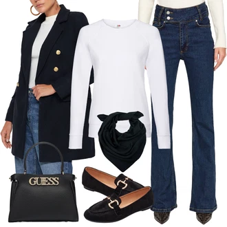 Visok pas outfit mit Modra/Temno modra/Rdeča/Bela/Roza/Škrlatna Kavbojke z Razporkom/Kavbojka z Nizkim Pasom/Moška majica/Šiškata Kavbojka/Kavbojka z Nizkim Pasom/Široke Kavbojke Trendyol "Poslovna oblačila"