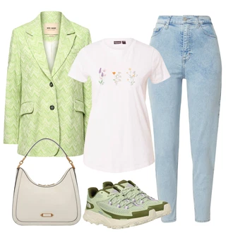 Rocker outfit mit Zelena/Temno zelena/Svetlo zelena Zunanji čevelj/Debele Superge/Poletne superge/Superge Luknjasta/Plato-Sneaker/Superge Nizka The North Face "Poslovni Outfit"