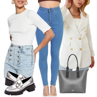 Bombaž outfit mit Bluza s Puf Rokavom/Bluzasti Body/Športna Bluza/Vrh Bluze/Bluza s Kratkimi Rokavi/Bluza/Razigrana Bluza Trendyol "Poslovna oblačila"
