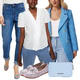 Modra Slouchy Kavbojke outfiti za dame image