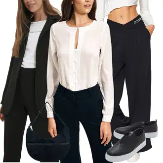 outfit mit Moderni hlačni kostim/Hlačna Obleka za Poroko/Baggy Hlače/Hlača za Obleko/Športno eleganten hlačni kostim/Moška Usnjena Jakna/Plisirane spredaj hlač/Hlače z Visokim Pasom/Hlača z Razporkom/Svečani Hlačni Kostum/Culotte Hlačke/Tradicionalna Hlača/Boyfriend Hlača/Paperbag Hlača/Plisirane Hlače/Eleganten hlačni kostim Trendyol "Poslovna oblačila"