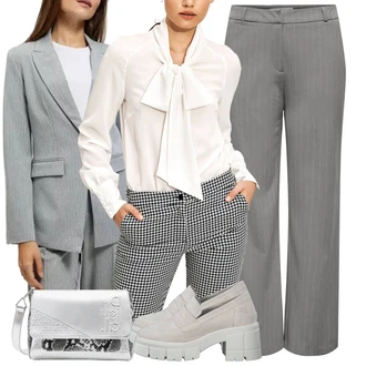 Kulotke outfit mit Temno siva/Siva/Svetlo siva Kavbojke Formalna Srajca/Culotte Kavbojke/Široke Kavbojke/Plisirane Kavbojke/Široke Kavbojke Only "Poslovna oblačila"