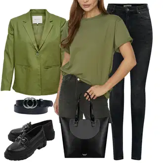 Denim jacket outfits Kratka Velike velikosti mit Majica z ovratnikom/Majica z dolgimi rokavi/Majica s kratkimi rokavi/Majica s potiskom Trendyol "Poslovni Outfit"
