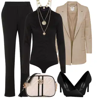 Outfits for chubby Disko mit Črna Bluza z gumbom/Srajca/Bluzasti Body/Poslovna Bluza/Bluza z Dolgimi Rokavi/Slim Fit Bluza VERO MODA "Poslovna oblačila"Look: Klasična, Nor, Stil, Lak, Disko, Pisarna