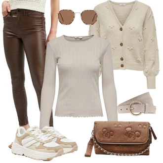 Elastan Outfit s Šedá/Tmavě zelená/Hnědá/Khaki/Tmavě hnědá Skinny Kalhoty/Jeggings/Kalhoty z Umělé Kůže/Legíny Kožený Vzhled/Tregíny/Kožený Legíny/Kožená Kalhoty orsay "Praktický vzhled"