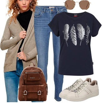 Outfit s Hnědá/Béžová Sluneční Brýle Aldo "Praktický vzhled"
