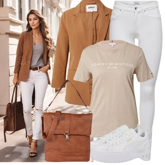 Outfit s Bílá/Krémová Kožená bunda/Džíny s Rozparkem/Džíny s Nízkým Sedem/Džín s Nízkým Pasem/Kožené Boty/Push up Džín/Motorkářské Džíny/Termální Džíny/Slim Fit Džíny Only "Cool každodenní outfit"