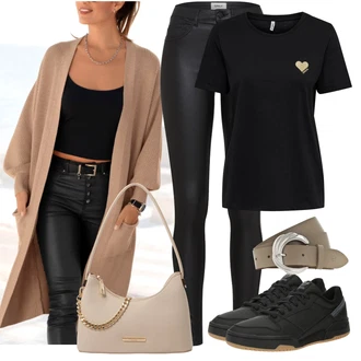 Mom Křest Outfit s Béžová/Hnědá/Khaki Móda Pro Plnoštíhlou Pletenina veľkej veľkosti/Šaty Móda Pro Plnoštíhlou/Tunika/Kabát Lascana "Překrásné jarní outfity"Look: Mom, Příliš oblečený, Nadrozměrné, Univerzitní, Bar, Křest, Svátost oltářní, Koncert, Chatky, Škola, Zvláštní příležitosti