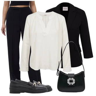 Outfit s Bílá/Fialová/Černá/Hnědá Mokasín/Polobotek/Nízká bota na podpatku Aldo "Profesionální vzhled"