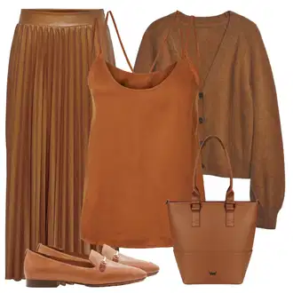 Dlouhé Outfit s Hnědá/Béžová/Khaki Midi Sukně/Plisovaná sukně/Moderní Sukně/Sukně do Délky Lýtka/Křesťanská Sukně/Manšestrová sukně/Italská Sukně Only "Profesionální vzhled"