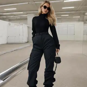 Outfit inspiracije Ljeto sa Crna Sunčana Naočala Vuch, Cargo Hlače/Cargo Jogging Hlače/Stolarska hlača bİkelİfe "Rock koncert stil"