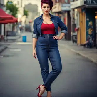 Ples Outfit sa Crvena Salonka & Visoki Pet/Cipela Peep Toe/Sandala s petom/Cipela s otvorenim prstom/Sandala na Petu/Elegantna Cipela fox shoes "Rockabilly odjeća s trapericama"Look: Ples, Razonoda, Hodanje