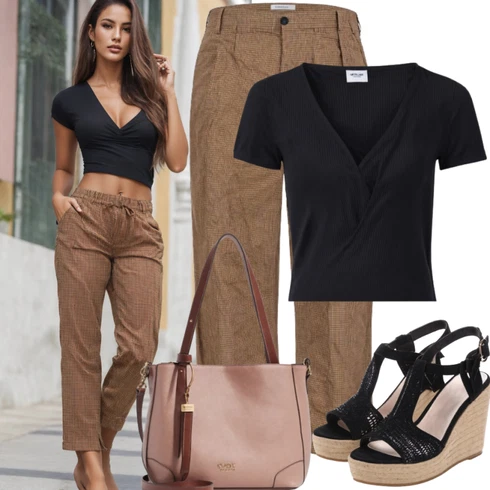 Kombinace Léto Béžová/Khaki/Hnědá/Fialová Karierte Kalhoty/Flanelová Kalhoty scalpers