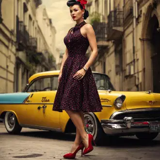 Outfit s Černá/Červená/Zelená/Růžová/Fialová Šaty s Páskem/Francouzské šaty/Šaty Niki/Šaty S Potiskem/Občanské šaty/Retro Šaty/Rockabilly šaty/Rock'n rollové šaty/Letní Šaty/Vintage šaty/Zavinovací Šaty Dorothy Perkins (Petite) "Šaty v rockabilly stylu"