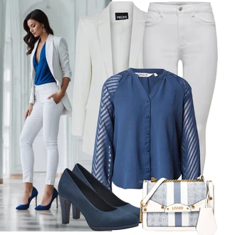 Outfity pro práci s Šedá/Krémová/Bílá Kalhoty Tregíny/Jeggings/Skinny Kalhoty/Džínové Legíny/Kalhoty s dírou/Kalhoty se Štěrbinou/Legíny s Rozparkem Only "Lehký outfit"