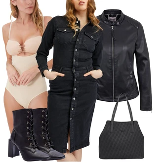 outfit mit Zelena/Rjava/Črna/Škrlatna Denim Obleka/Srajčna Obleka orsay "Sodobni Pomladni putfit"