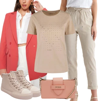 outfit mit Bež/Rjava/Khaki Slip-on Hlača/Hlača za Obleko/Ravna Hlača/Svečani Hlačni Kostum/Boyfriend Hlača/Moderni hlačni kostim/Lanene Hlače/Športno eleganten hlačni kostim/Paperbag Hlača/Nagubane hlače/Hlačna Obleka za Poroko/Chino Hlače/Eleganten hlačni kostim/Hlače Za Prosti Čas/Korenčkove Hlače top secret "Sodobni Pomladni putfit"