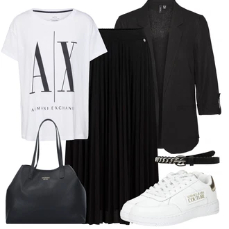 outfit mit Bela Sproščeni pas ONLY Carmakoma "Sodobni Pomladni putfit"