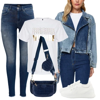 outfit mit Temno Modra/Modra Moška Usnjena Jakna/Usnjena Jakna/Termodžinsi/Kavbojke z Razporkom/Push up Kavbojke/Zimska jakna/Kavbojke Visokega Pasu/Kavbojke na Poteg/Usnjene Čevlje Only "Sodobni Pomladni putfit"