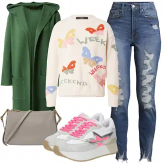 outfit mit Temno zelena/Zelena Trachten Jopica/Kardigan iz kašmirja/Pončo & Kimono Domača obleka/Podložen pleteni jopič/Dolge jopice/Zimski kardigan/Volnena jopica Zwillingsherz "Sodobni Pomladni putfit"