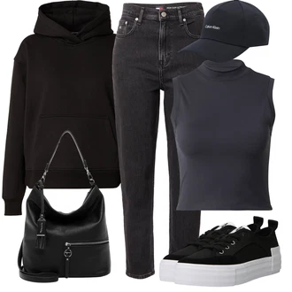 outfit mit Temno modra/Svetlo modra Pokrivalo/Snapback kapa Calvin Klein "Sodobni Pomladni putfit"