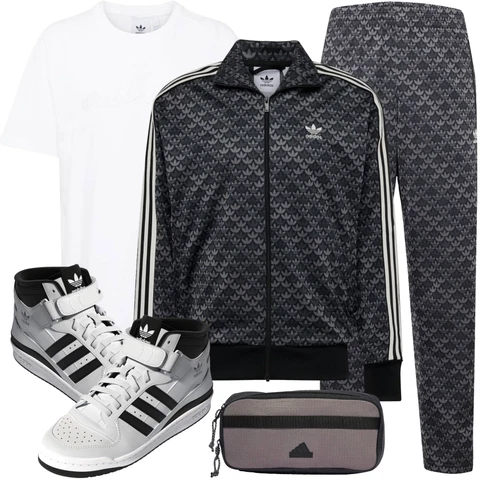 Elegant Dunkelblau/Dunkelgrau/Grau TrachtenHose/Lounge-Hose/StoffHose/Musselin Hose/SchlafHose/SchlupfHose/DruckHose Adidas Originals kombinierenLook: Classic, Rap, Outdoor, Zuhause, 90er, Skater, Unisex, Elegant, Old Money
