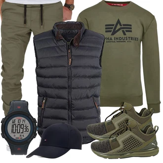 Sport Outfits mit Grau/Grün Unkategorisiert/Winter Parka Puma "Sportlich Outfit"