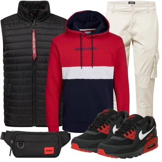 Knielang Outfit mit Schwarz Gürteltasche/Gürteltasche/Hüfttasche/Gürteltasche Hugo "Sportlich Outfit"