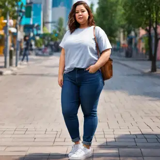 Kombinacije za ljeto Egirl sa Smeđa Mala Torbica/Torba oko struka/Torba Za Preko Ramena/Torba preko ramena/Torbica/Bum torba/Torba za rame madamra "Sportski Mollige Stil"Look: Rap, Egirl, Šik