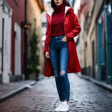Zimske Outfiti Rdeča Dolga za dame image