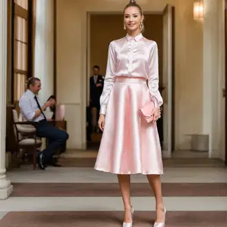 Kombinacije za matični ured S oblinama sa Pink Majica/Bluza i Tunika/Bluza Veći Broj Mango "Standesamt Gast Outfit u Roza"