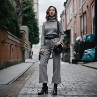 Outfity do práce s zimní obuví "Staré Peníze Outfit v Šedé"