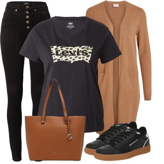 Zima Outfit s Černá/Žlutá/Khaki/Vínová Manšestrový Legíny/Legíny s Vysokým Pasem/Kalhoty s Vysokým Pasem/Jeggings/Pletený Legín/Push up Kalhoty/Skinny Kalhoty/Tregíny Only "Cool každodenní outfit"