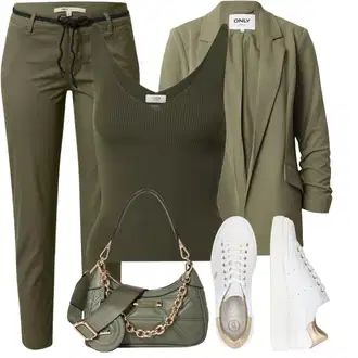 Outfit s Krémová/Bílá/Hnědá/Béžová Teniska Letní Tenisky/Úzká Teniska/Kožené Tenisky/Teniska teddy/Nízká Teniska/Teniska na platformě BOGNER "Cool každodenní outfit"