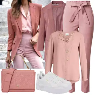 so sponou Outfit s Růžová Blůza s knoflíčkem/Slip-on Halenka/Halenkový Top/Kožená bunda/Halenka se Stojatým Límcem/Halenkové Body/Hedvábná Halenka/Halenka s Dlouhým Rukávem/Tunikové Tričko/Jednobarevná Halenka/Dlouhá Halenka Vila "Cool každodenní outfit"
