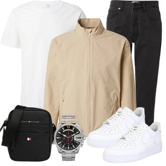 Frühlings Outfits Esthetische mit Weiß/Blau Sneaker Low/Leder Sneaker/Schmaler Sneaker Nike Sportswear "Street Style Outfit"Look: Uni, Rap, Extravagante, Bad Taste, Esthetische, Sportlich, Unisex, Streetwear, Boyfriend, Classic