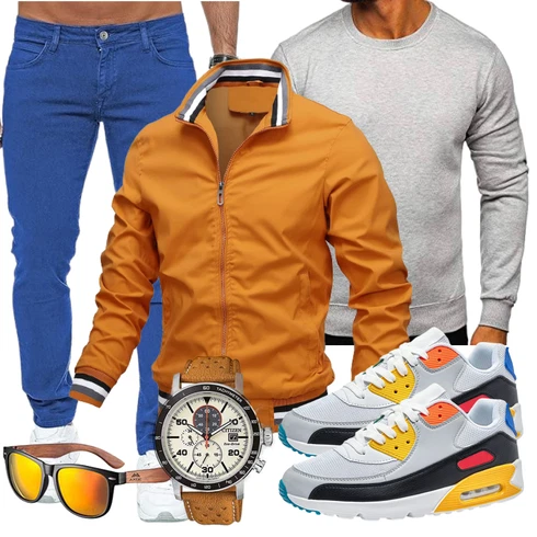 Orange/Gelb/Braun Innenfutter Jacke/Coachjacke/Nylonjacke/Trachtenstrickjacke/Vintage Jacke/Uniformjacke/Frühlingsjacke/Sommerjacke/Collegejacke/Bomberjacke AIEOE kombinieren