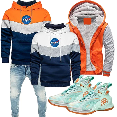 Orange KapuzenPullover/Strick Hoodie/Sport Sweatshirt/Hoodie/Sweatjacke/Ausgefallener Hoodie/Sport Hoodie VSUSN kombinieren