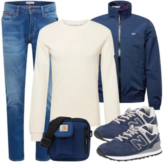 Casual Outfits Elegant mit Dunkelblau/Blau/Hellblau Mannstasche/Diabetiker-Tasche/Tragetasche/Schulranzen Carhartt Wip "Street Style Outfit"Look: Workwear, Classic, Elegant, Retro, 80er