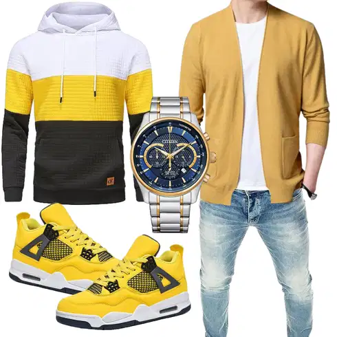 Mischfarben/Gelb Sport Sweatshirt/Hoodie/Unisex Hoodie/Ausgefallener Hoodie/Sport Hoodie/Strick Hoodie YuKaiChen kombinieren