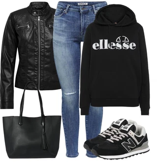 Stojáček Outfit s Černá/Červená Motorkářské Bund/Kožené Bund/Motorkářská bunda/Bunda z Umělé Kůže Only "Lehký outfit"