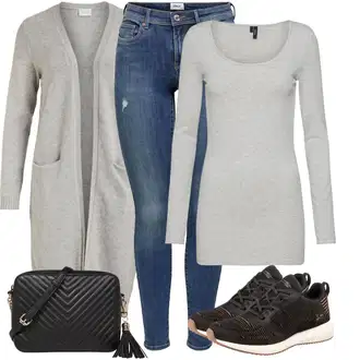 Dlouhé Outfit s Béžová/Hnědá Zkrácený Top/Pletené tričko/Roláková Košile/Krátký Top/Pletený top/Dlouhý top/Krátký top/Ležérní top/Tričko nadměrné velikosti/Jednoduchý top VERO MODA "Lehký outfit"