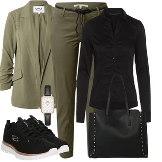 Gotický Outfit s Černá/Bílá Velká taška/Obchodní Taška/Taška/Taška Přes Rameno/Kancelářská Taška/Shopper taška/Sportovní Taška Přes Rameno/Taška Na Rameno About You "Lehký outfit"Look: Rad, Šik, Cool, Gotický, Italský