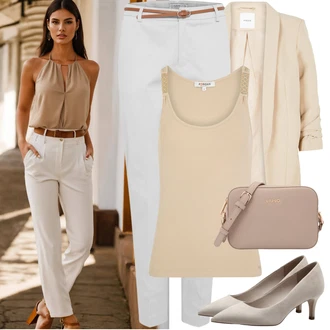 Outfity pro práci s Šedá/Khaki/Bílá 7/8 Kalhoty/Navlékací Kalhoty/Boyfriend Kalhoty/Business Kalhoty/Twillová Kalhoty/Úzká Kalhoty/Bavlněná Kalhoty B.young "Cool vzhled na jaro"
