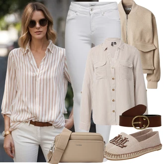 Kůže Outfit s Béžová/Hnědá/Fialová Espadrille pantofle/Espadrilka/Mokasín/Polobotek Polo Ralph Lauren "Stylový look na jaro"