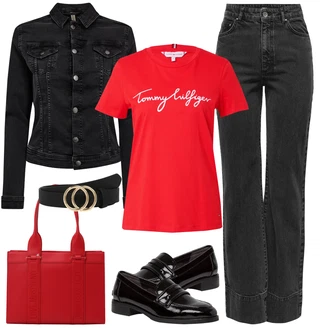 Outfit s Černá/Tmavě šedá/Khaki/Šedá Džín s Širokou Nohavicí/Pánské tričko/Zvonové Džíny/High Waist Džínové Kalhoty/Zimní bunda/Džíny Volného Střihu/Kožená Pánská Bund/Džíny s Rozparkem/Rovná Džína Only "Stylová kombinace na jaro"